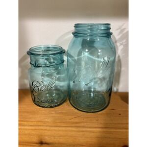 Blue Ball Perfect Mason Qt Jar #5 & Blue Ball Ideal Mason Pint Jar (no Lids)